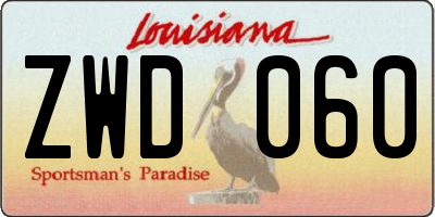 LA license plate ZWD060