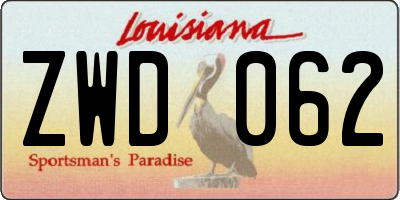 LA license plate ZWD062