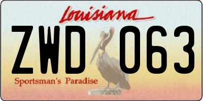 LA license plate ZWD063