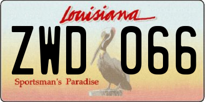 LA license plate ZWD066