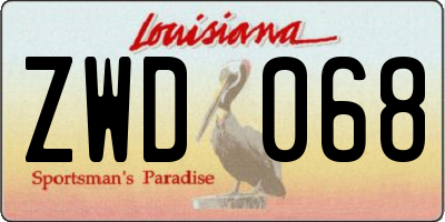 LA license plate ZWD068