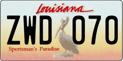 LA license plate ZWD070