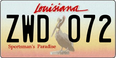 LA license plate ZWD072