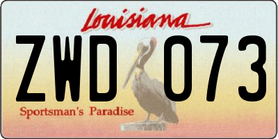 LA license plate ZWD073