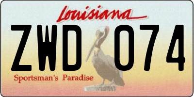 LA license plate ZWD074