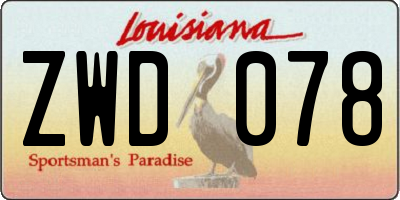 LA license plate ZWD078
