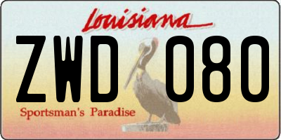 LA license plate ZWD080