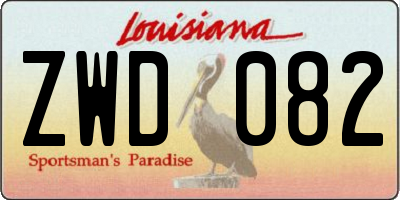 LA license plate ZWD082