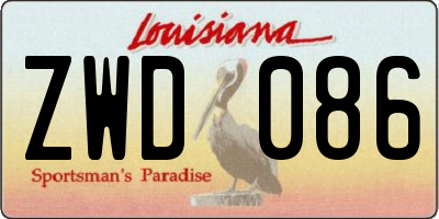 LA license plate ZWD086