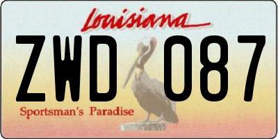 LA license plate ZWD087