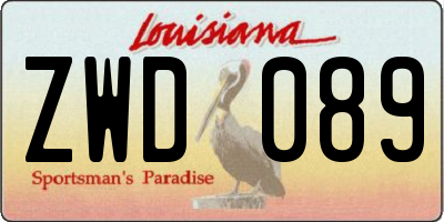 LA license plate ZWD089