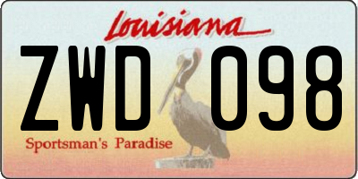 LA license plate ZWD098