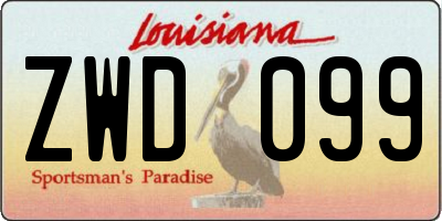 LA license plate ZWD099