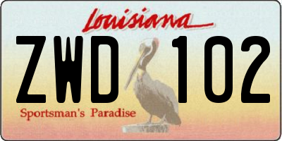 LA license plate ZWD102