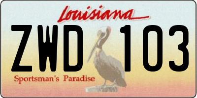 LA license plate ZWD103