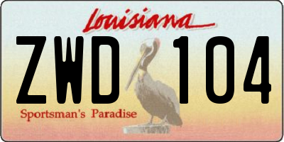 LA license plate ZWD104