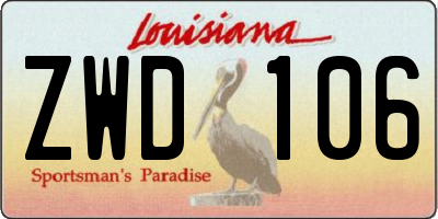 LA license plate ZWD106