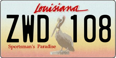 LA license plate ZWD108