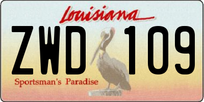 LA license plate ZWD109