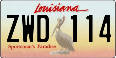 LA license plate ZWD114