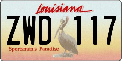 LA license plate ZWD117