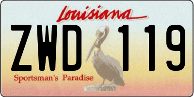 LA license plate ZWD119