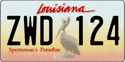 LA license plate ZWD124