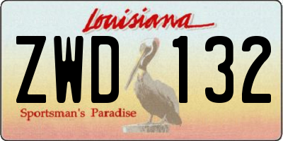 LA license plate ZWD132