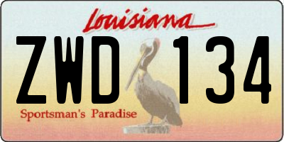 LA license plate ZWD134