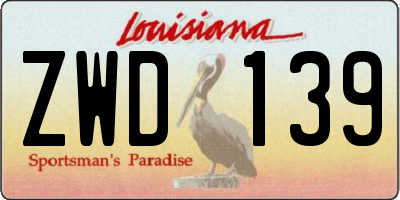 LA license plate ZWD139