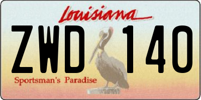 LA license plate ZWD140