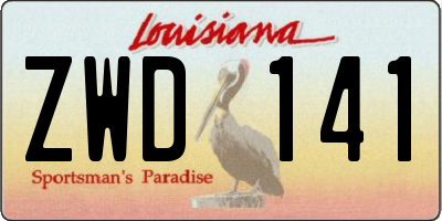 LA license plate ZWD141