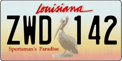 LA license plate ZWD142