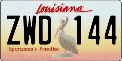 LA license plate ZWD144