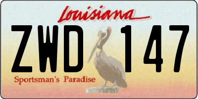 LA license plate ZWD147
