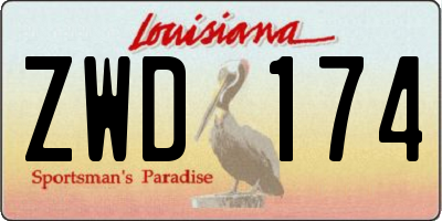 LA license plate ZWD174