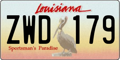 LA license plate ZWD179