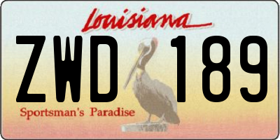 LA license plate ZWD189