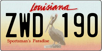 LA license plate ZWD190