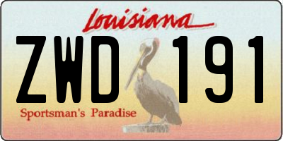 LA license plate ZWD191