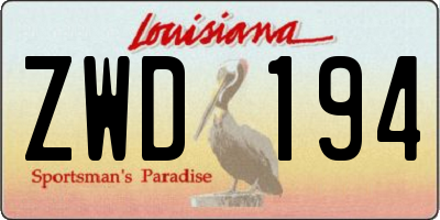 LA license plate ZWD194