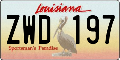 LA license plate ZWD197