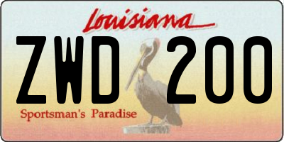 LA license plate ZWD200