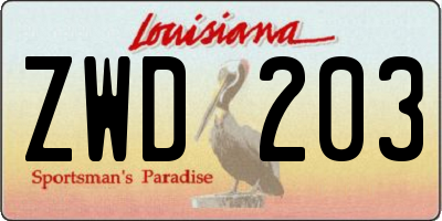 LA license plate ZWD203