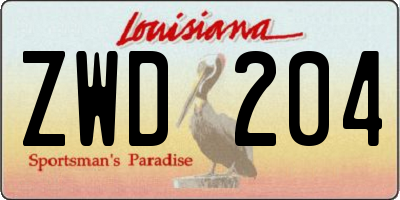 LA license plate ZWD204