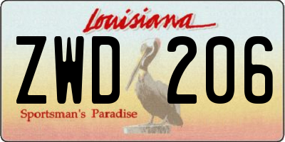 LA license plate ZWD206