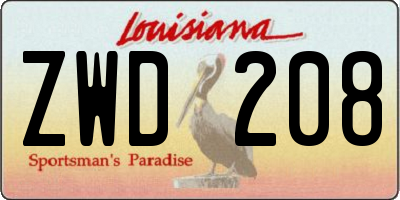 LA license plate ZWD208