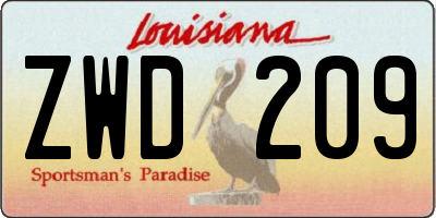 LA license plate ZWD209