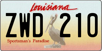 LA license plate ZWD210