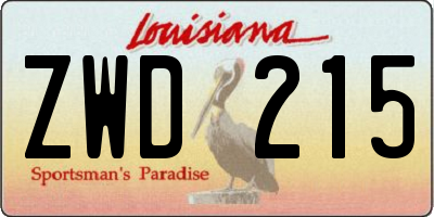 LA license plate ZWD215